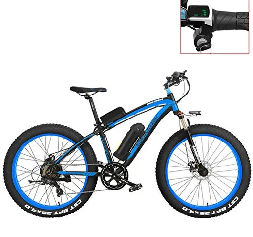 LANKELEISI XF4000 Mountain Bike elettrica da 26 Pollici, 4.0 Pneumatici Grassi, Bici da Ne...