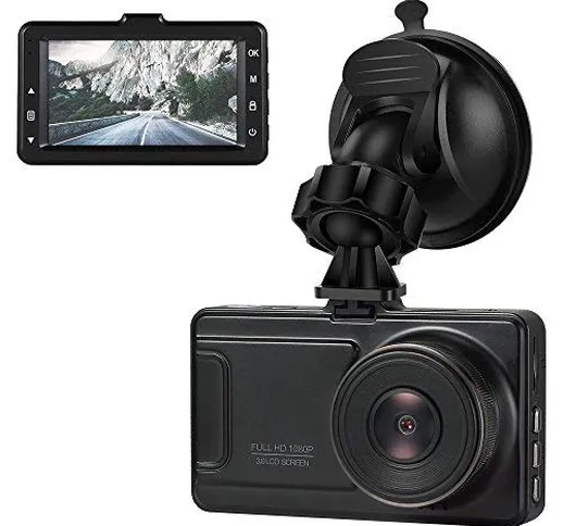 Jevogh JLY03-1 HD Dash Cam, 170°grandangolare Videocamera 1080P con visione notturna, LCD...