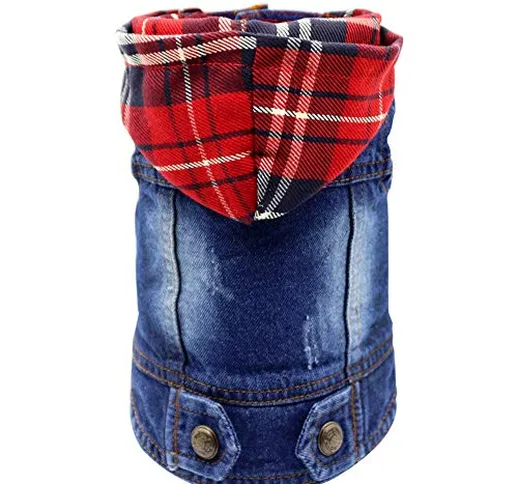 SILD - Abbigliamento per Cani di Taglia Piccola e Media, Giacca di Jeans, Blu Vintage (XXL...