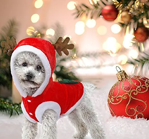 JIMACRO Vestiti di Natale per Cane, Pet Suit Santa Simpatico Costume da Cane Renna Costume...