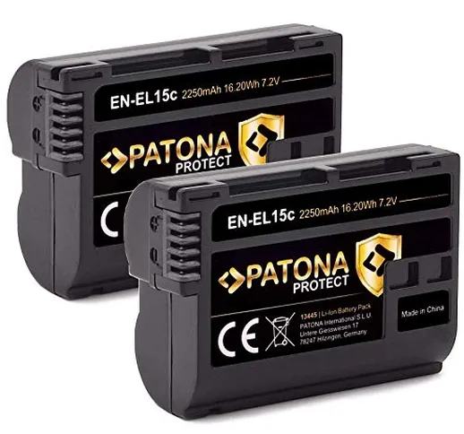 PATONA Protect V1 (2X) EN-EL15c batteria (2250mAh) compatibile con Nikon Z5 Z6 II Z7 II ec...