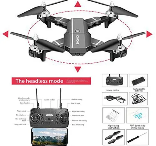Droni con videocamera Live Video GPS HJ100 720P 1080P 4k Drone HD WIFI FPV Drone volante,...