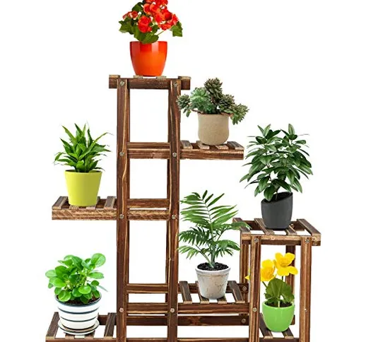 Scala per fiori a 5 livelli, supporto per piante, in legno, scaffale per fiori, scaffale p...