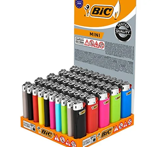 BIC Mini Flint - accendini in diversi colori, vassoio con 50 pezzi