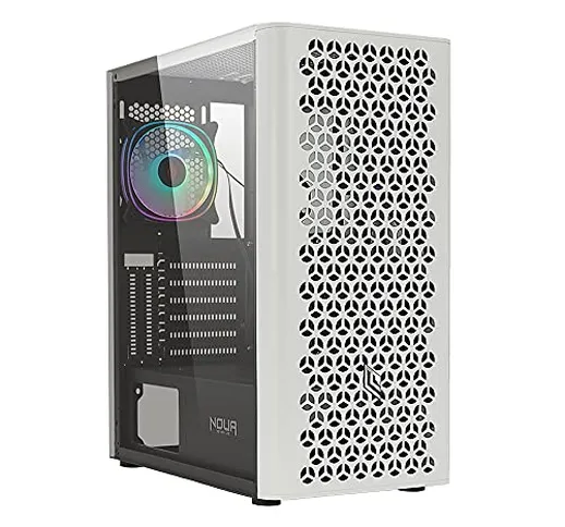 Noua Orizon M1 Bianco Case ATX per PC Gaming 0.60MM SPCC 3*USB3.0/2.0 Ventola Triplo Halo...