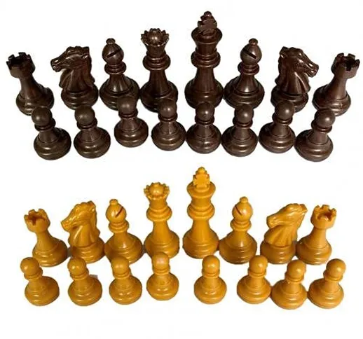 Scacchi 32pcs Pezzi degli scacchi King Altezza 49mm Chessmen Parola Scacchi Set Legno e Bi...