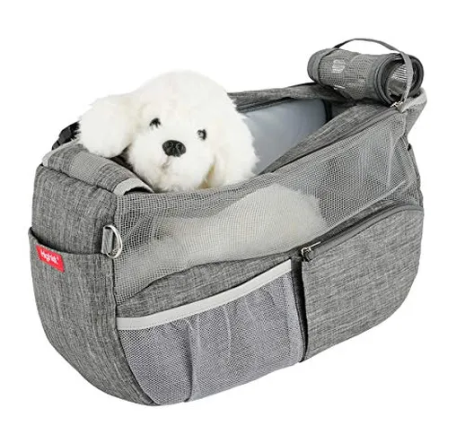 Highkit Borsa Trasportino Zaino per Animali Domestici Traspirante, Borsa a Tracolla con Tr...