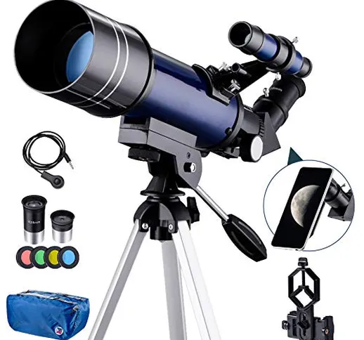 Amazon Brand – Telescopio per adulti principianti, telescopio rifrattore astronomico con a...