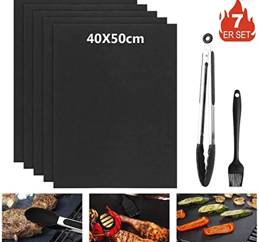 Barbecue Grill Mat, Tappetino da Barbecue Antiaderente Riutilizzabili Resistente al Calore...