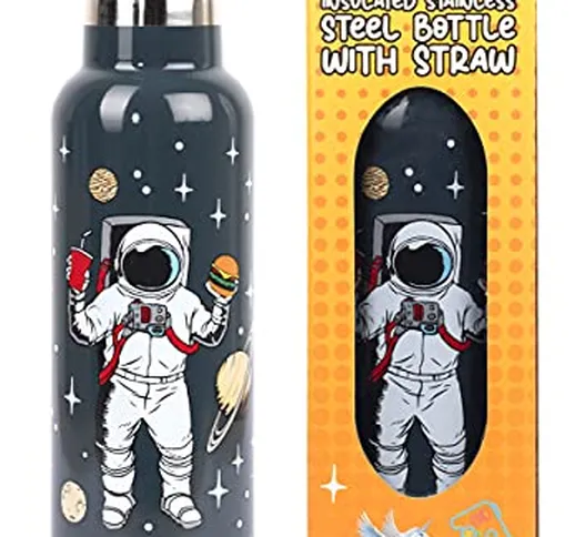 Fringoo - Bottiglia d'acqua per bambini astronauta con cannuccia - Bottiglie d'acqua alte...