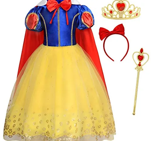 AmzBarley Vestito da Principessa Biancaneve per Bambina Ragazza Cosplay Abito Costume Fest...