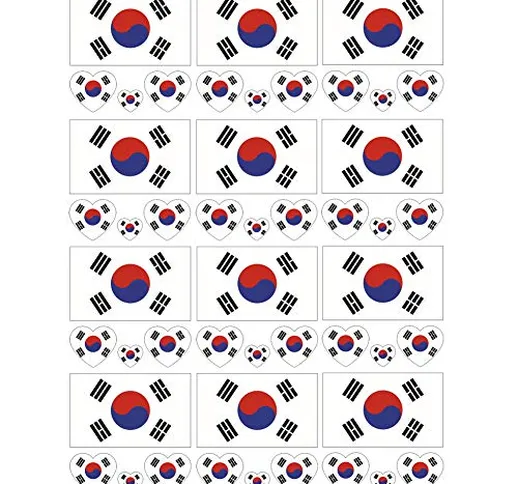 SpringPear® 12x Tatuaggio Temporaneo Impermeabile Bandiera della Corea del Sud per Competi...