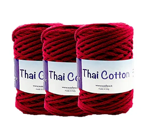 woolove Thai Cotton Promozione 3 Pezzi di Fettuccia in Cotone per Uncinetto Ideale per Cre...
