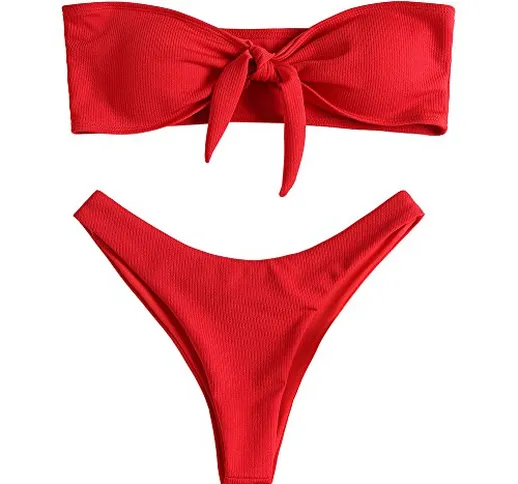ZAFUL Bikini Set per Donna Imbottito con Collo Alto Costumi da Bagno Perizoma Estivo a Cos...