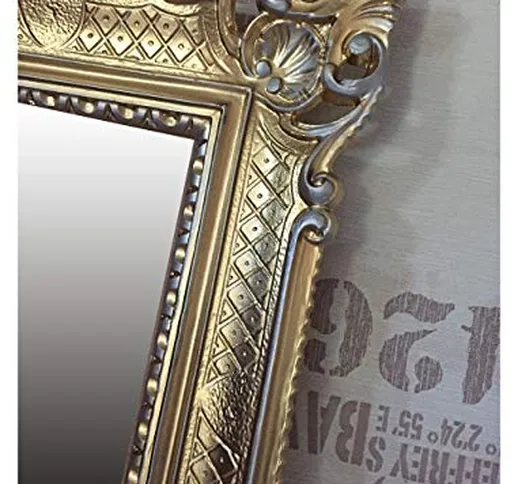 Lnxp, specchio da parete in stile barocco bicolore (argento e oro), da 90 x 70 cm, design...