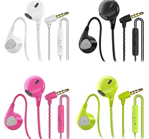 CBGGQ 4 Paia Auricolari In-Ear Cuffie con Microfono e Controllo del Volume, Cuffie In-Ear...