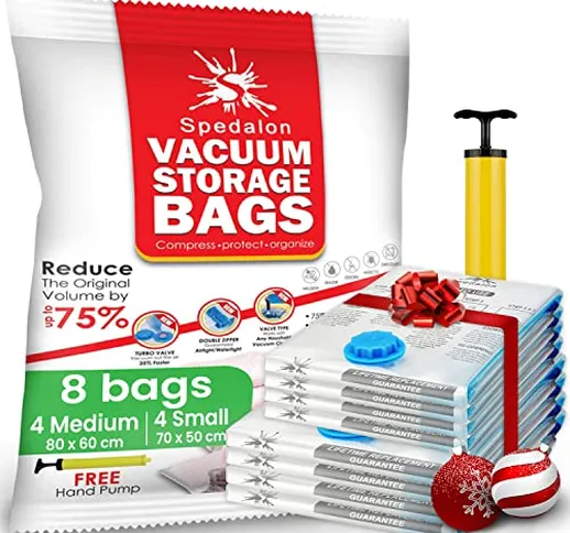 Vacuum Storage Bag – Confezione da 8 (4 Medium (80 x 60 cm) + 4 Small (70 x 50 cm) – perfe...