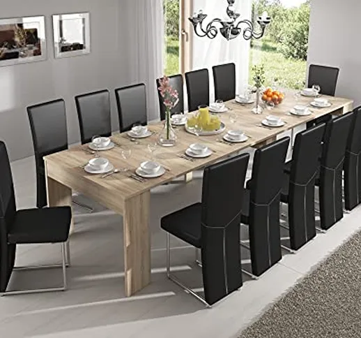 Skraut Home- Tavolo da Pranzo estendibile Fino a 301 cm, Rovere Chiaro, Dimensioni Chiuso:...