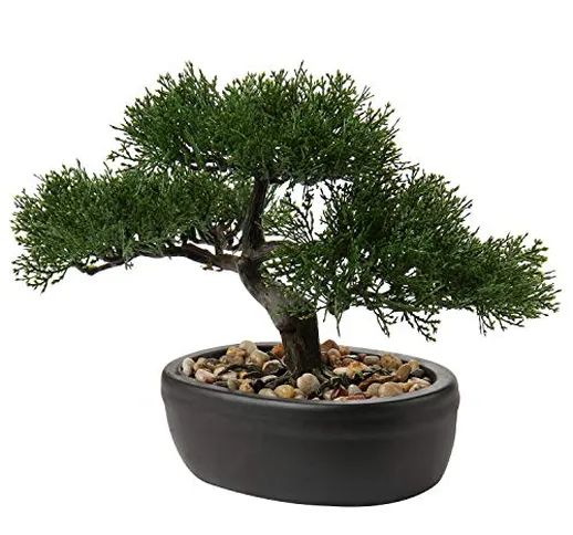 Bonsai artificiale, 22,9 cm, decorazione per piante finte in vaso, in legno di cedro bonsa...