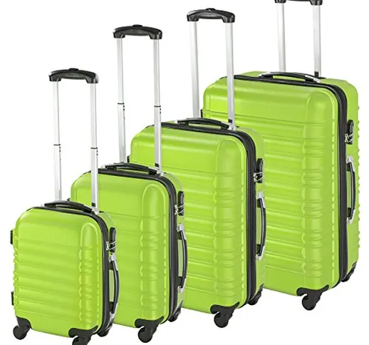 TecTake Set di 4 valigie ABS rigido trolley valigia bagaglio a mano borsa elegante - dispo...