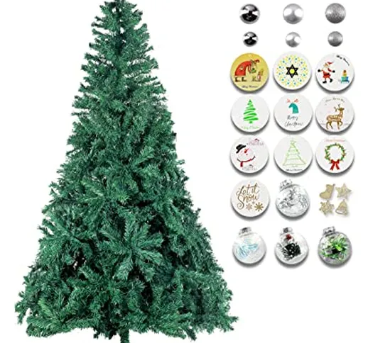 Poshlr Albero di Natale, 180 cm e 1000 punte, fornito con set di ornamenti da 118 pezzi, i...