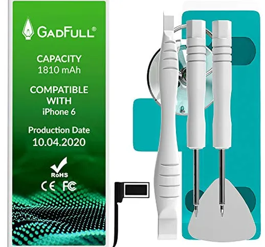 GadFull Batteria compatibile con iPhone 6 | 2020 Data di produzione | Manuale Profi Kit Se...