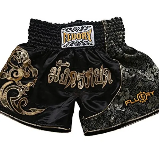 FLUORY Pantaloncini Muay Thai, MMA Pantaloncini Abbigliamento Training Cage Fighting Grapp...