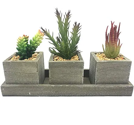 Aisamco Set di 3 succulente finte Cactus Aloe Piante succulente Artificiali Miste Piante i...