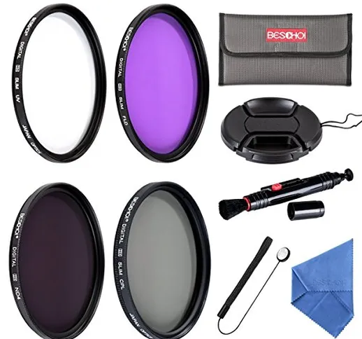 Beschoi Filtro Nd+UV+Filtro FLD+CPL, Kit Filtri 11 Accessori per Canon Nikon Sony Sigma DS...