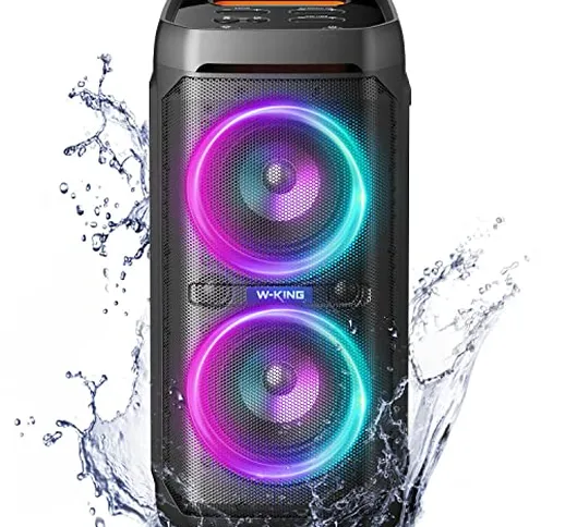 W-KING 100W Cassa Bluetooth Potente V5.3, IPX6 Portatile Grande per Feste Impermeabile Con...