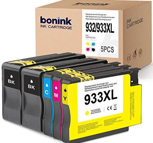 BONINK 5 Compatibile HP 932XL 933XL 933 932 XL Cartuccia d'inchiostro per HP Officejet 660...