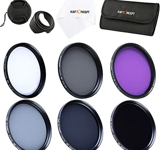 55mm UV CPL ND2 4 8 FLD Filtro Kit, K&F Concept Polarizzatore Circolare UV Filtro Polarizz...