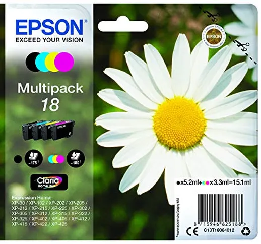 Epson Serie 18 Margherita - Cartucce originali Claria Home per Stampante Inkjet, Multipack...