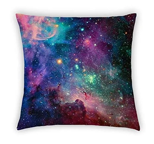 BYRON HOYLE Gyro Colorato Nebula Helix Federa per cuscino in cotone e lino, 45,7 x 45,7 cm...