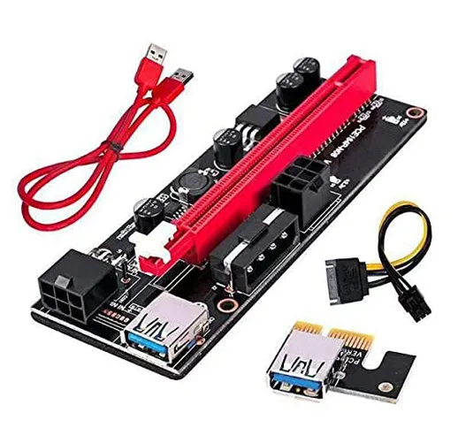 Jweweunyu Ver009S Pci-E - Scheda riser Pcie 1X fino a 16X USB 3.0 cavo dati Bitcoin Mining