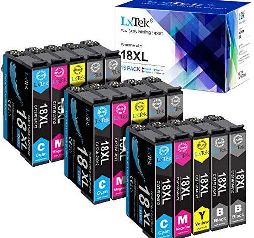 15 LxTek 18XL Cartucce d'inchiostro Compatibili per Epson 18XL per Epson Expression Home X...