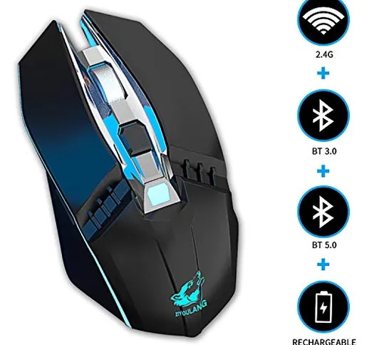 KILISON Wireless Mouse Bluetooth Ricaricabile + Mouse Gaming + Ricevitore Bluetooth 5.0/3....