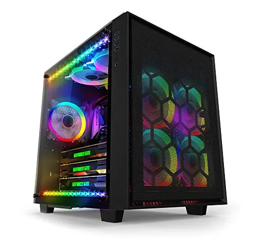 anidees AI Crystal Cube Pannello a Maglie AR V3 Vetro temperato EATX/ATX Case per PC con 5...