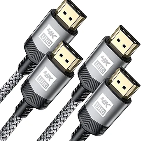 Cavo HDMI 4 K [2 pezzi 1 m], HDMI 2.0 su HDMI cavo 4 K a 60 Hz 18 Gbps Nylon intrecciato,...