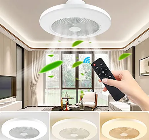 FULLOVE ventilatore da soffitto, Fan plafoniera creativa moderna plafoniera LED dimmerabil...