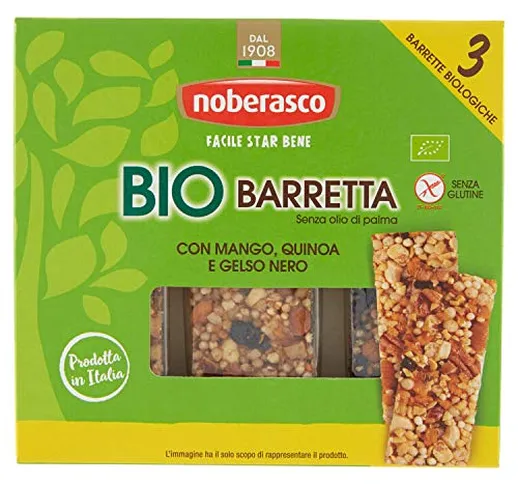 Noberasco Bio Barretta con Mango, Quinoa e Gelso Nero 3 x 25 gr - 75 gr -Barretta con frut...