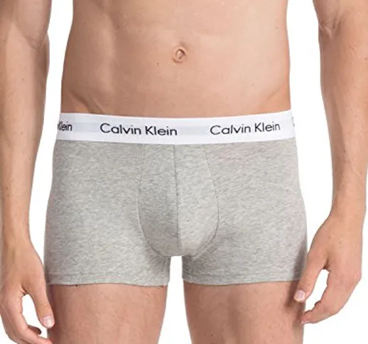 Calvin Klein COTTON STRETCH, Boxer Uomo, Multicolore (Grau/Weiß/Schwarz), L, Pacco da 3