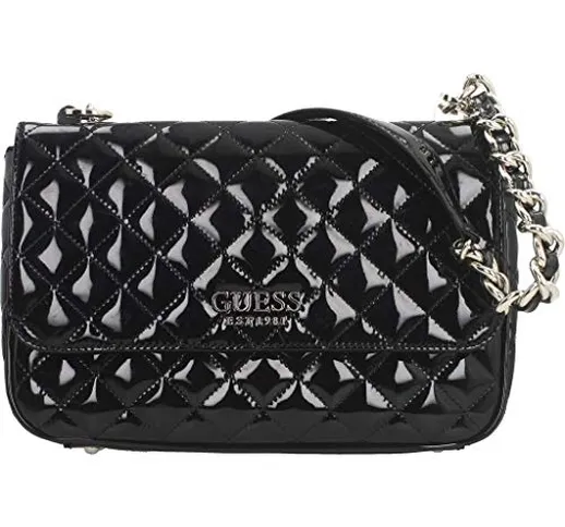 Guess Melise Borsa a Spalla con Catena in Ecopelle Lucida Colore Nero TG766720