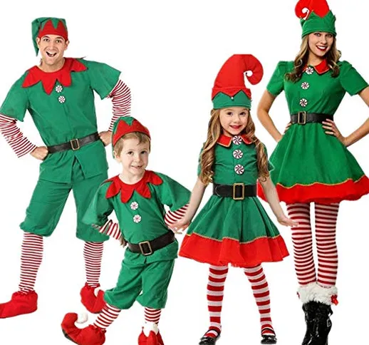 luoluoluo Natale Costume,Costumi di Natale per Adulti e Bambini Vestito per Elfi di Natale...