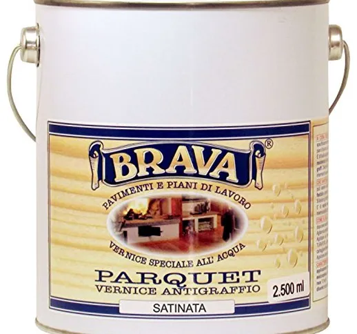 Brava PA2S Parquet Vernice all'Acqua Satinato, Incolore, 2500 ml