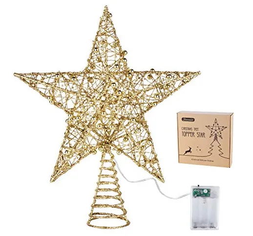 Homewit Puntale per Albero di Natale a Forma di Stella, Christmas Tree LED Stella per Albe...