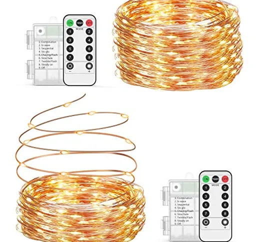 Catena Luminosa (2 pezzi), OxaOxe Stringa Luci LED a Batteria Interno ed Esterno, Luci Nat...