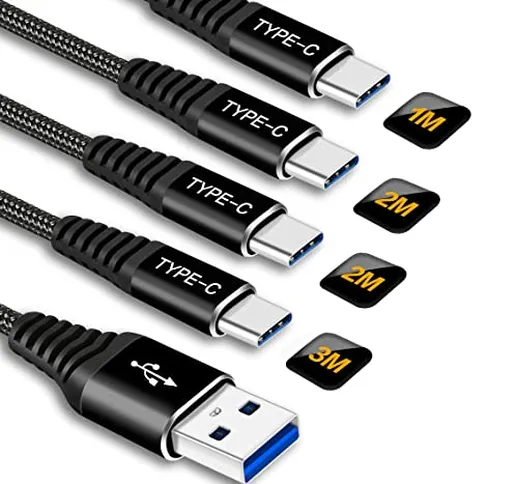 Cavo USB Type C Ricarica Veloce[4pezzi,1M+2M+2M+3M],Cavetto Caricabatterie Tipo C per Sams...