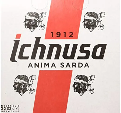 Ichnusa Set 8 Birra in Bottiglia 33x3 Vetro Bevanda alcolica da tavola, Multicolore, 330 m...