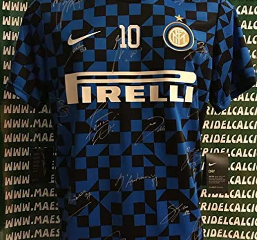 MAESTRI DEL CALCIO Maglia Allenamento Prematch “Lautaro 10” Autografata F.C. Inter 2019/20...